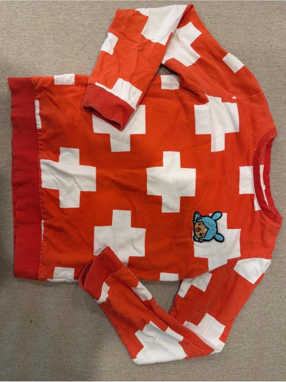 TOCA BOCA Kids' Orange and White Cross Print sweatshirt